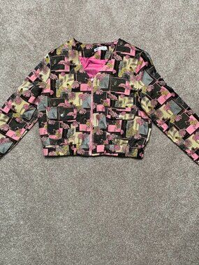 Virgo and Aster Floral Zip-up Lightweight Jacket pink, size S?